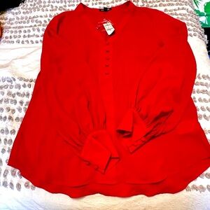 Button Front Blouson Sleeve Chelsea Popover